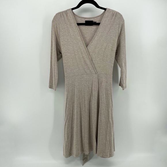 Cynthia Rowley Womens Wrap Dress Cream Heathered V Neck Belted M - Picture 1 of 5